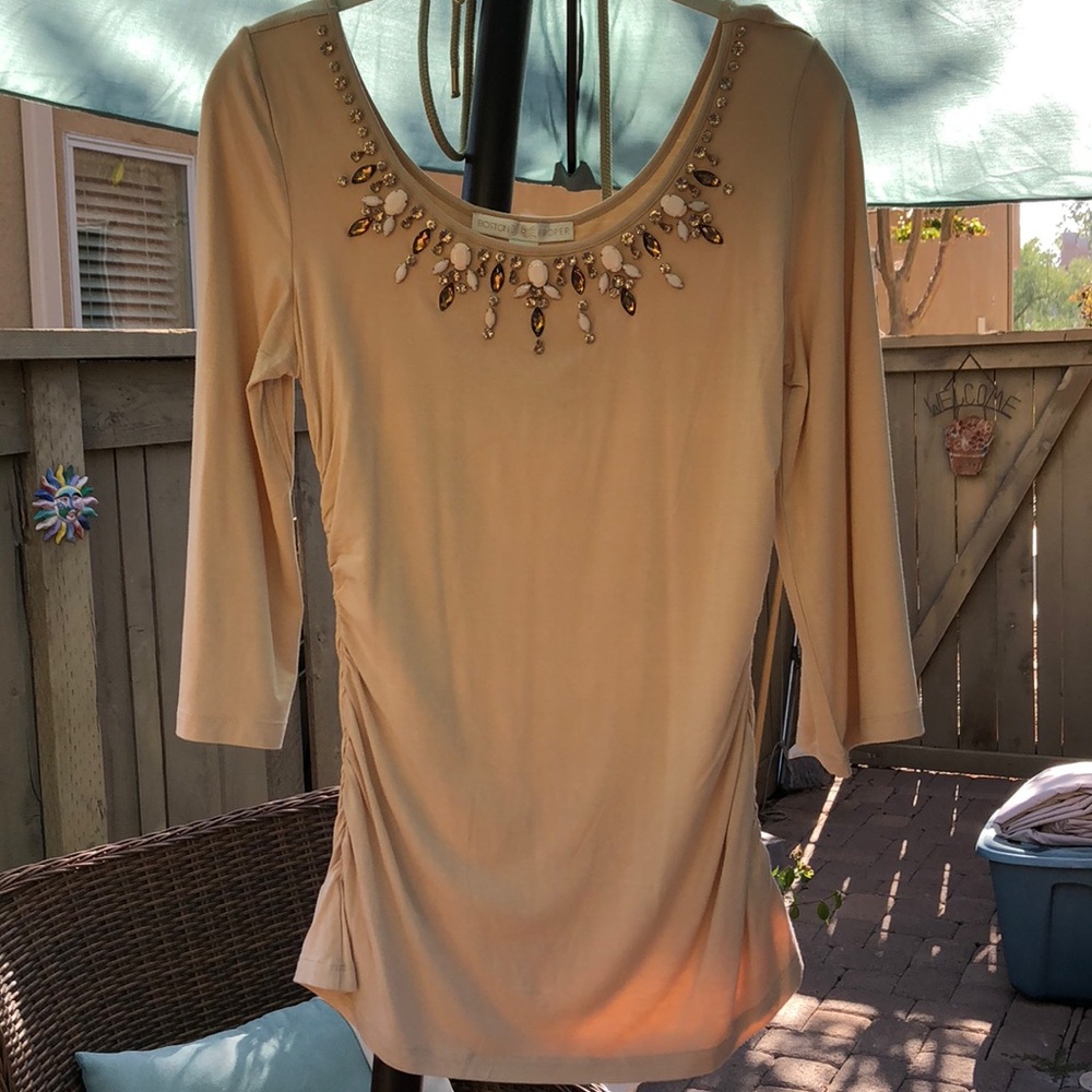 Boston Proper Flare Sleeve Rhinestone Top